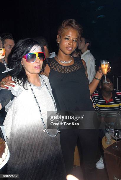 Bjork and Kelis attend the Kelis Official " Paris en Seine " Concert After show and Birthday Party at the Aqua Club Trocadero on August 26, 2007 in...