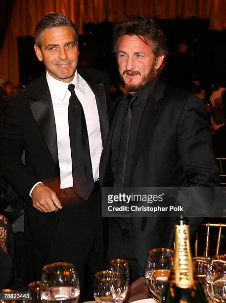 Actor George Clooney and Director/Actor Sean Penn inside at the 13th ANNUAL CRITICS' CHOICE AWARDS at the Santa Monica Civic Auditorium on January 7,...