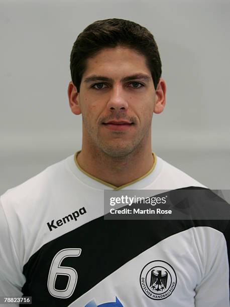 Rolf Hermann of Germany poses during the photocall of the German Handball National team at Ostseehotel on January 7, 2008 in Damp, Germany.