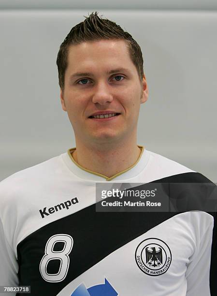 Sebastian Preiss of Germany poses during the photocall of the German Handball National team at Ostseehotel on January 7, 2008 in Damp, Germany.