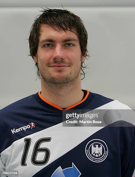 Carsten Lichtlein of Germany poses during the photocall of the German Handball National team at Ostseehotel on January 7, 2008 in Damp, Germany.