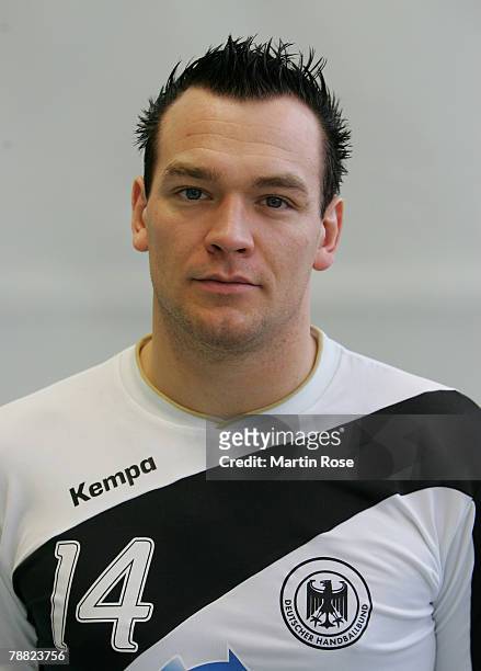 Christian Zeitz of Germany poses during the photocall of the German Handball National team at Ostseehotel on January 7, 2008 in Damp, Germany.