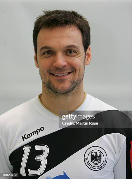 Markus Baur of Germany poses during the photocall of the German Handball National team at Ostseehotel on January 7, 2008 in Damp, Germany.