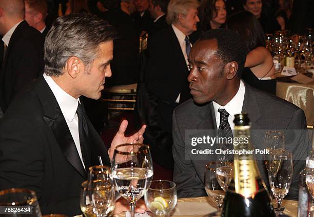 Actors George Clooney and Don Cheadle inside at the 13th ANNUAL CRITICS' CHOICE AWARDS at the Santa Monica Civic Auditorium on January 7, 2008 in...