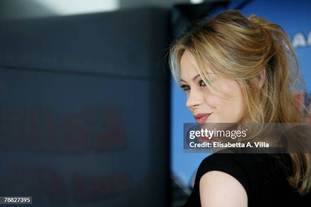 Italian actress Anna Falchi attends the photocall of the movie 'L'Allenatore nel Pallone 2' at Cinema Adriano on January 8, 2008 in Rome, Italy.