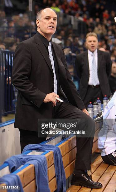 Bill Stewart, trainer of Hamburg during the DEL Bundesliga match between Hamburg Freezers and Hannover Scorpions at the Color Line Arena on January...