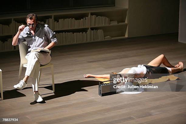 Stephane Freiss and Marianne Basler perform a Details Theater Preview by Lars Noren at Theatre les Amandiers on January 8, 2008 in Paris, France.