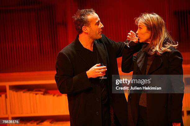 Actor Eric Caruso and actress Marianne Basler perform a Details Theater Preview by Lars Noren at Theatre les Amandiers on January 8, 2008 in Paris,...