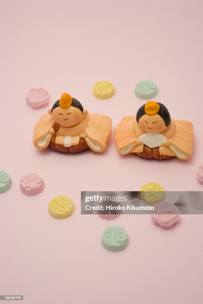 Hinamatsuri dolls and Japanese sweets