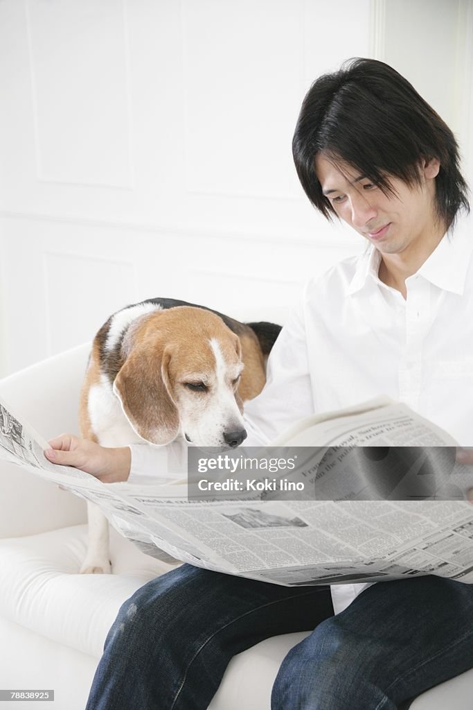 Young man and Beagle