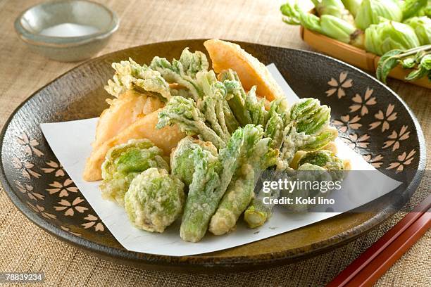 wild vegetable tempura - 天ぷら ストックフォトと画像