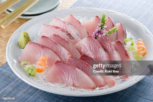 amberjack sashimi - amberjack stock pictures, royalty-free photos & images