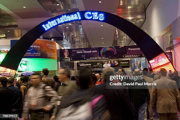 Crowds of people are seen at the 2008 International Consumer Electronics Show at the Las Vegas Convention Center January 8, 2008 in Las Vegas,...