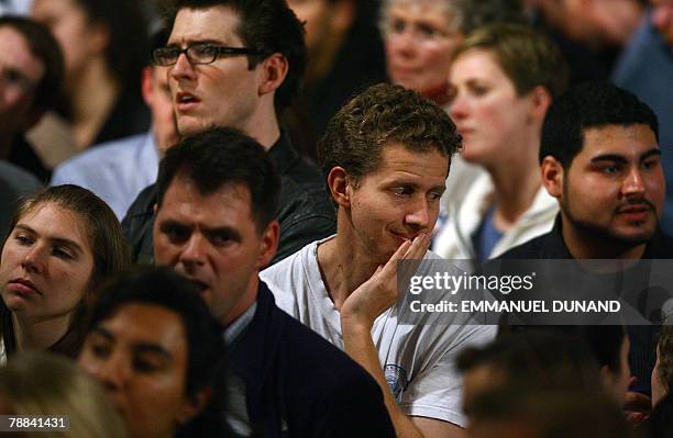 Supporters of Democratic presidential hopeful Barack Obama attend a primary election results night rally in Nashua, 08 January 2008. Obama lost the...