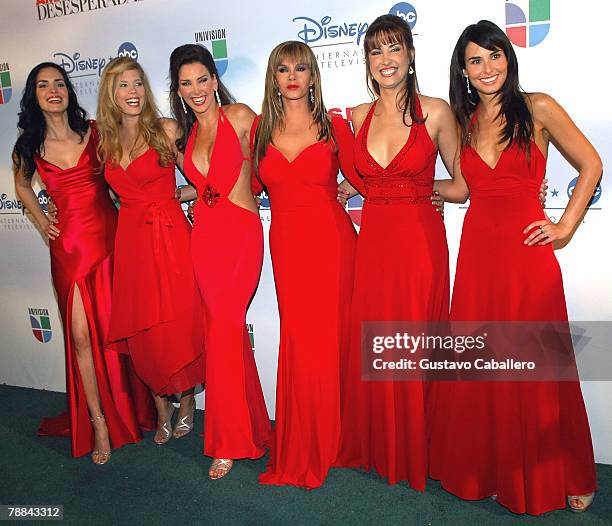 Scarlet Ortiz, Lorna Paz,Gabriela Vergara ,Lucia Mendez,Julieta Rosen and Ana Serradilla poses at the launch party for Amas de Casa Desesperadas at...