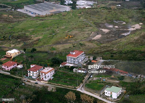 Aereal view taken 10 January 2008 in a western suburb of Naples of Pianura dump which was closed in 1994 because of public health concerns. Pianura...