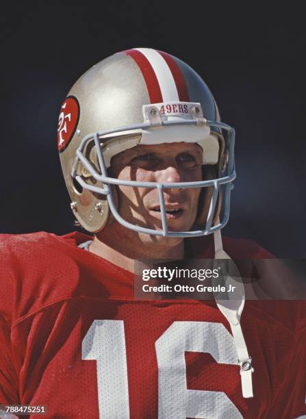 Joe Montana, Quarterback for the San Francisco 49ers during the National Football Conference West game against the Los Angeles Rams on 1 October 1989...