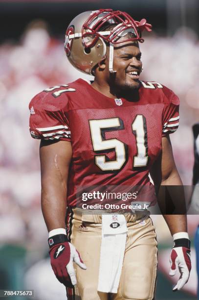 Ken Norton Jr, Linebacker for the San Francisco 49ers during the National Football Conference West game against the Carolina Panthers on 17 October...