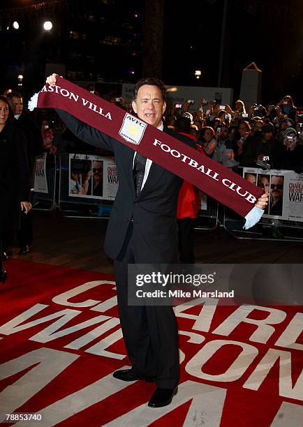 Tom Hanks attends the Charlie Wilson's War film premiere held at the Empire Leicester Square on January 9, 2008 in London, England.