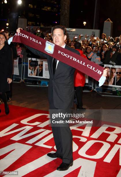 Tom Hanks attends the Charlie Wilson's War film premiere held at the Empire Leicester Square on January 9, 2008 in London, England.