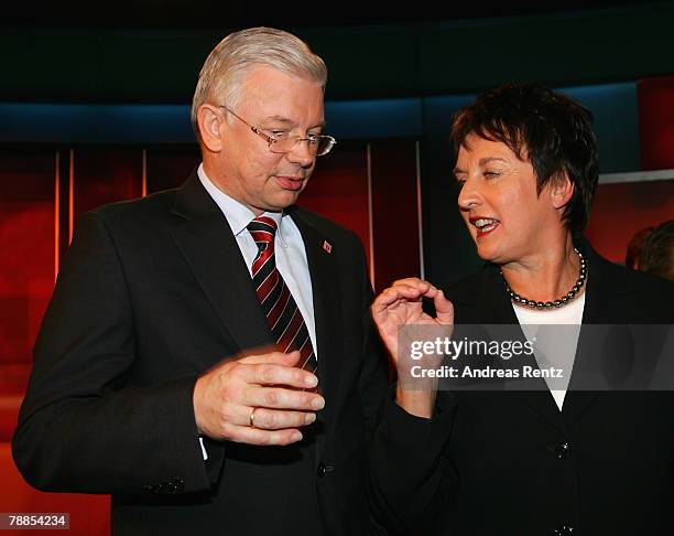 Roland Koch , State Governor of Hessen, and German Justice Minister Brigitte Zypries discuss juvenile crime problem during the political talkshow...