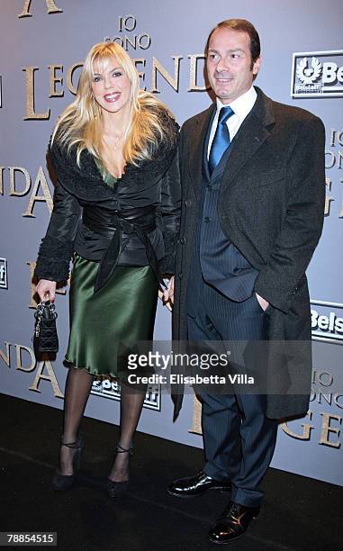 Italian actress Matilde Brandi and husband Marco Costantini attend the "I Am Legend" premiere at the Moderno Cinema on January 9, 2008 in Rome, Italy.