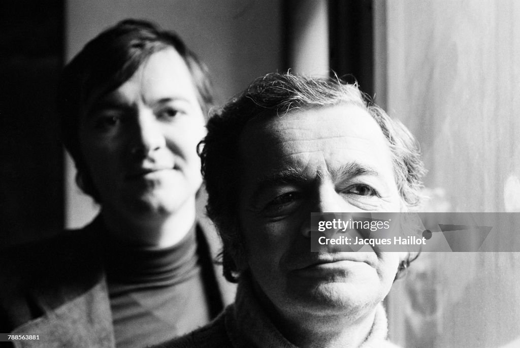 French Singer Serge Reggiani and His Son Stephane, at Home