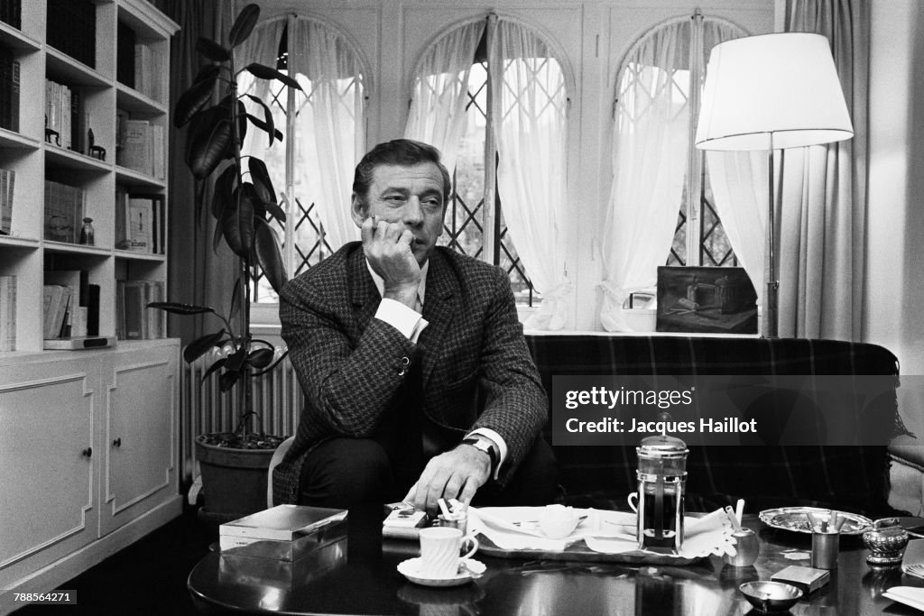 Italian-Born Actor and Singer Yves Montand at Home