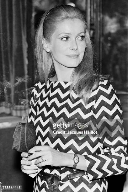 French actress Catherine Deneuve on the set of Manon 70, based on the novel by Abbe Prevost and directed by Jean Aurel.