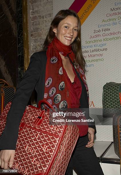 Audrey Marnay with the Goyard bag she designed