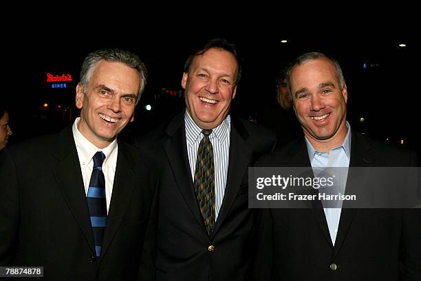 Starz Media President & COO Kent Rice, Starz Entertainment President & CEO Bill Myers and Liberty Media Corporation's Mark Carleton arrive at the...