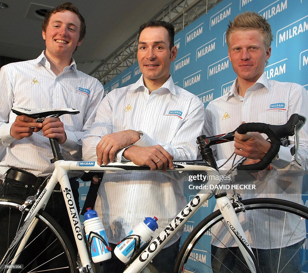 German Milram cyclists (L-R) Dominik Roe