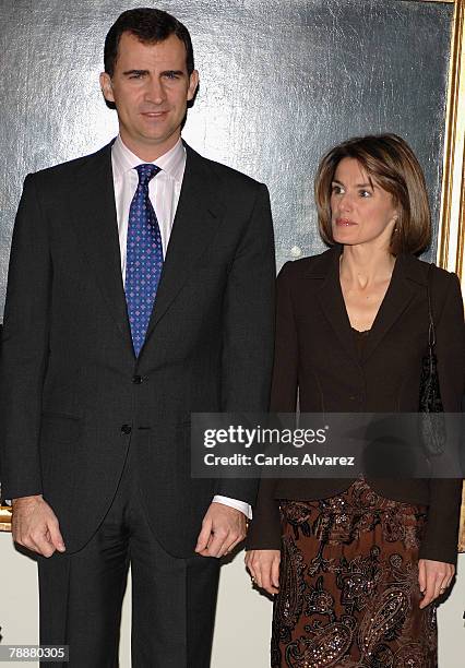 Crown Prince Felipe and Princess Letizia of Spain attend the Antonio Sancha Awards at the Real Academia de Bellas Artes de San Fernando on January...