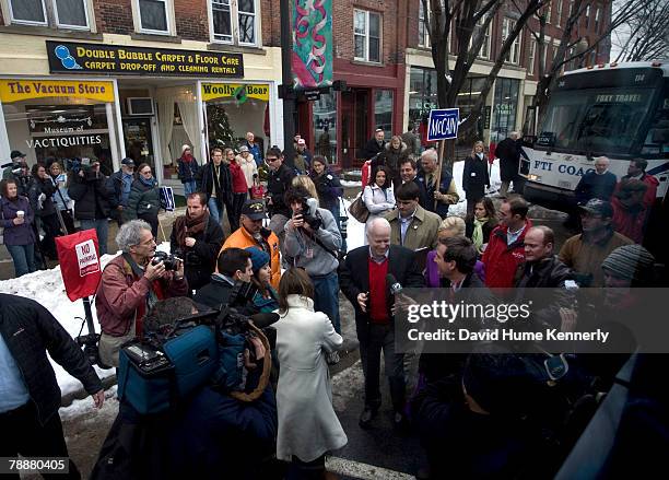 Republican Presidential contender Senator John McCain after a rally the day before the primary election, on January 7, 2008 in Keene, New Hampshire.