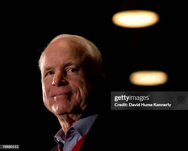 Senator John McCain at a rally the day before the primary election, on January 7, 2008 in Keene, New Hampshire.