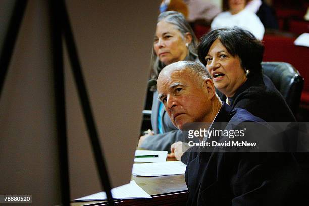 California Attorney General Jerry Brown and Fran Pavley, original author of the Clean Car Act and senior climate adviser for the Natural Resources...