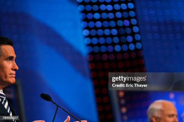 Republican presidential hopefuls former Massachusetts Gov. Mitt Romney and Sen. John McCain participate in a televised debate at the Myrtle Beach...