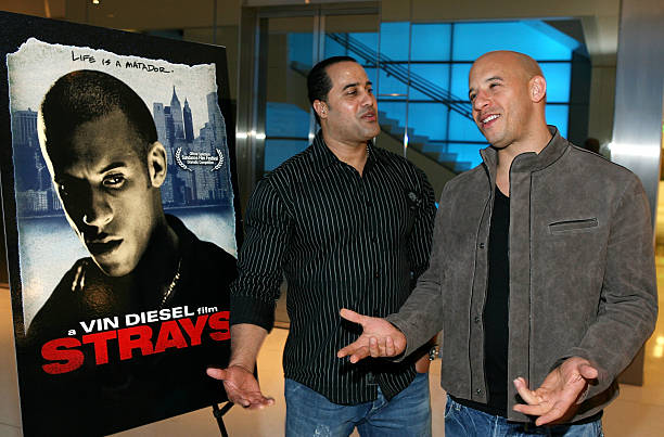 Actors Valentino Morales and Vin Diesel attend Vin Diesel's DVD release party for the film "Strays" held at Creative Artists Agency on January 10,...