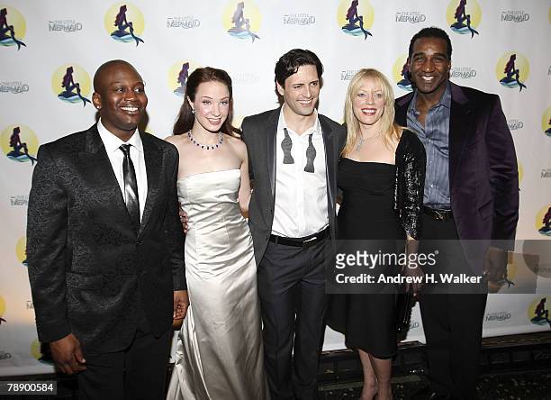 Tituss Burgess, Sierra Boggess, Sean Palmer, Sherie Rene Scott and Norm Lewis attend the after party to celebrate the opening night of Broadway's...