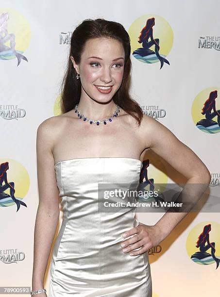 Actress Sierra Boggess attends the after party to celebrate the opening night of Broadway's "The Little Mermaid" at Roseland Ballroom on January 10,...