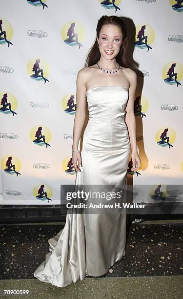 Actress Sierra Boggess attends the after party to celebrate the opening night of Broadway's "The Little Mermaid" at Roseland Ballroom on January 10,...