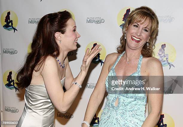 Actresses Sierra Boggess and Jodi Benson attend the after party to celebrate the opening night of Broadway's "The Little Mermaid" at Roseland...