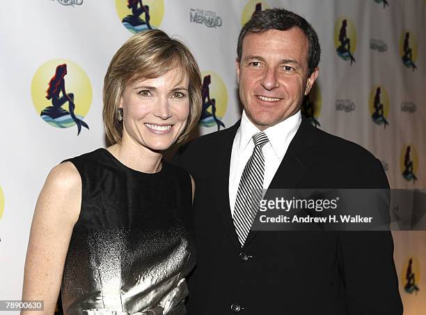 Willow Bay and Bob Iger attend the after party to celebrate the opening night of Broadway's "The Little Mermaid" at Roseland Ballroom on January 10,...