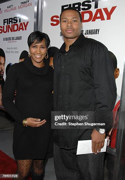 Actor Terri J. Vaughn and fiancé Karon Riley attend the world premiere of Screen Gems "First Sunday" at the Cinerama Dome on January 10, 2008 in...