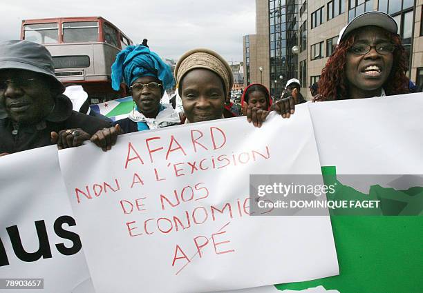 Some hundreds people demonstrate against The Economic Partnership Agreements , new EU trade deals with African, Caribbean and Pacific nations, near...