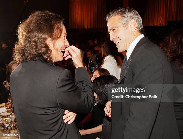 Musician Eddie Vedder and Actor George Clooney inside at the 13th ANNUAL CRITICS' CHOICE AWARDS at the Santa Monica Civic Auditorium on January 7,...