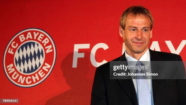Juergen Klinsmann arrives for a Bayern Munich press conference at the Arabella Sheraton hotel on January 11, 2008 in Munich, Germany. Klinsmann was...