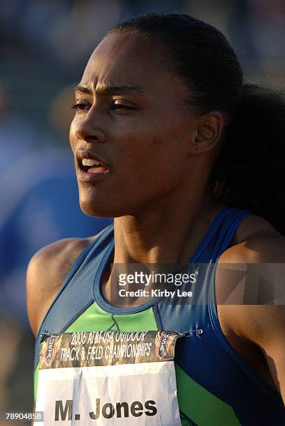 Marion Jones won the women's 100 meters in 11.10 in the USA Track & Field Championships at IUPUI's Michael A. Carroll Stadium in Indianapolis,...