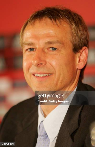 Juergen Klinsmann attends a Bayern Munich press conference at the Arabella Sheraton hotel on January 11, 2008 in Munich, Germany. Klinsmann was...