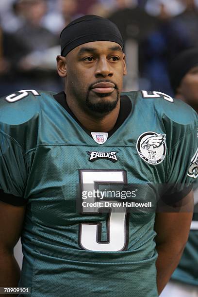 Quarterback Donovan McNabb of the Philadelphia Eagles stands on the sideline before the game against the Dallas Cowboys on December 16, 2007 at Texas...